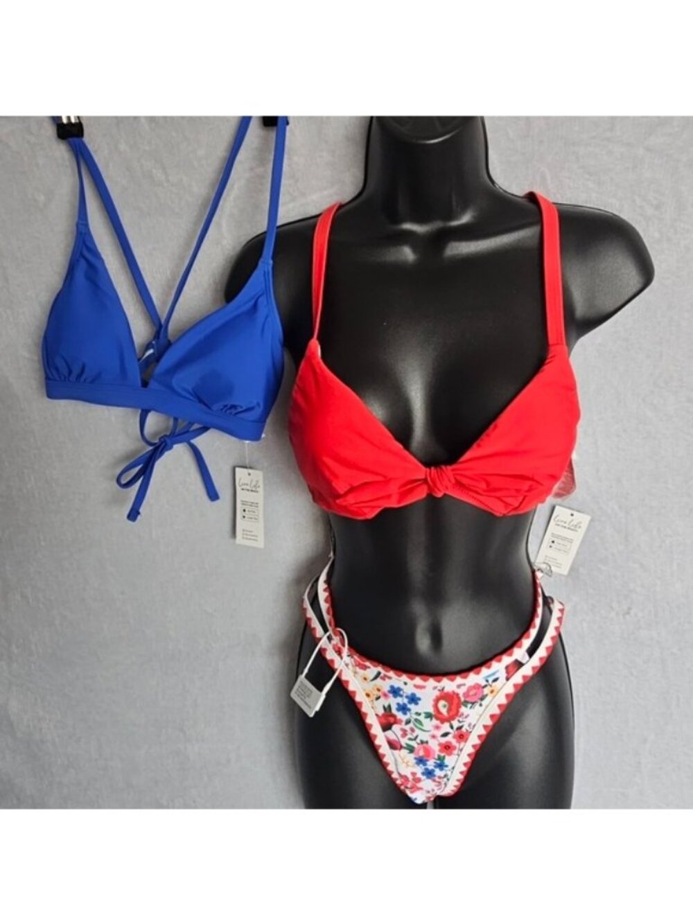 96.🆕3-Piece Bikini Bundle – Cupshe Tops + Floral Cheeky Bottom Size Small